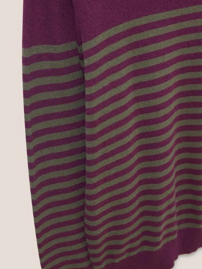Men KNITWEAR White Stuff Newport Stripe Crew Purple Multi
