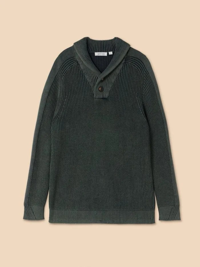 Men KNITWEAR White Stuff Ribbed Shawl Neck Jumper Charcoal Grey Men KNITWEAR White Stuff Ribbed Shawl Neck Jumper Charcoal Grey