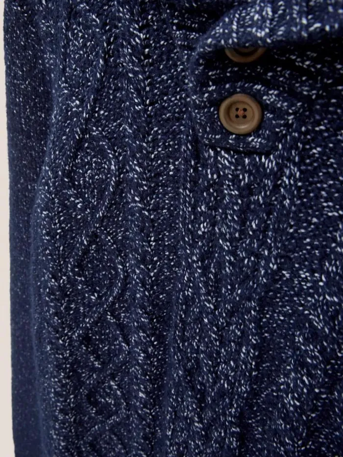 Men KNITWEAR White Stuff Twisted Cable Shawl Dark Navy Men KNITWEAR White Stuff Twisted Cable Shawl Dark Navy