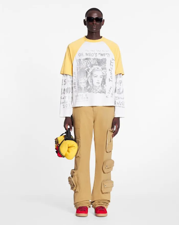 Men Lanvin Coats and Jackets Lanvin X Future Longsleeved Print Tshirt Corn