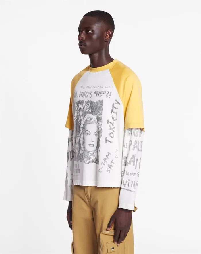 Men Lanvin Coats and Jackets Lanvin X Future Longsleeved Print Tshirt Corn
