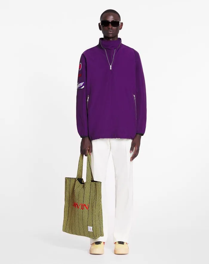 Men Lanvin Coats and Jackets Lanvin X Future Windbreaker With Zipper And Emblems Purple Reign
