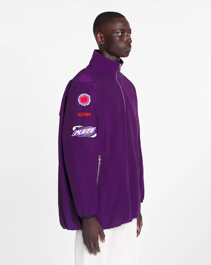 Men Lanvin Coats and Jackets Lanvin X Future Windbreaker With Zipper And Emblems Purple Reign