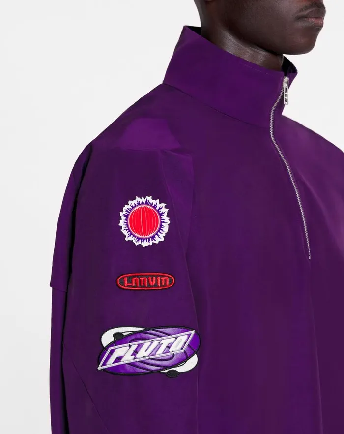 Men Lanvin Coats and Jackets Lanvin X Future Windbreaker With Zipper And Emblems Purple Reign