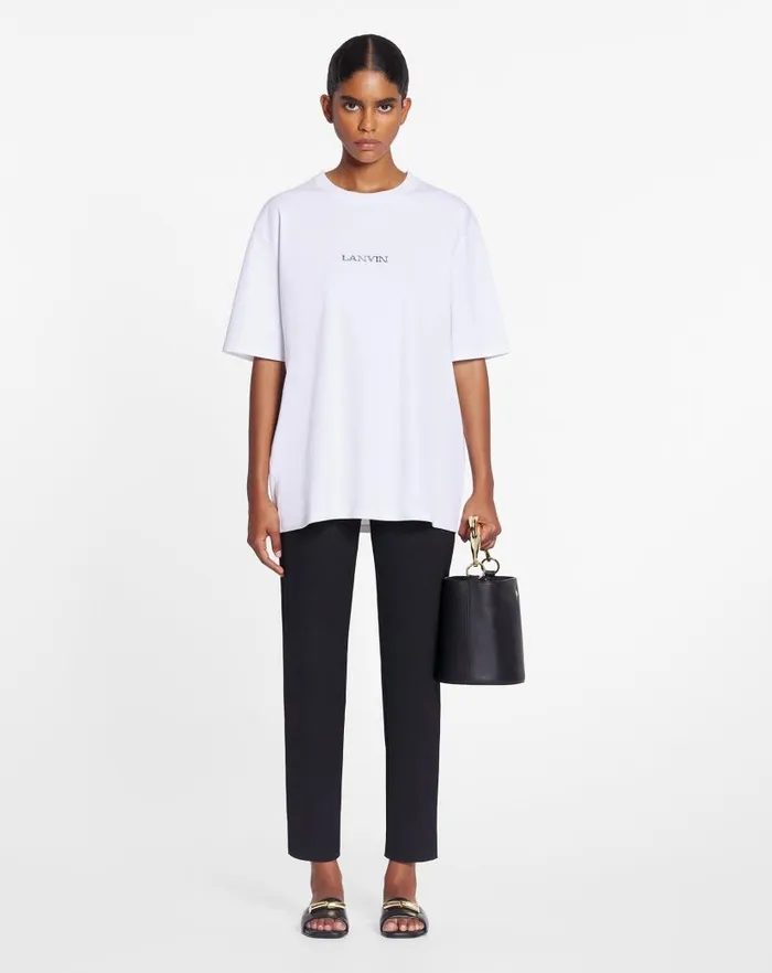 Men Lanvin Coats and Jackets Unisex Lanvin Logo Classic Tshirt Optic White Men Lanvin Coats and Jackets Unisex Lanvin Logo Classic Tshirt Optic White