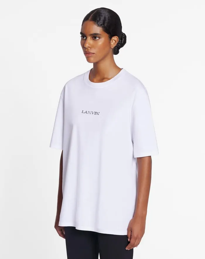 Men Lanvin Coats and Jackets Unisex Lanvin Logo Classic Tshirt Optic White Men Lanvin Coats and Jackets Unisex Lanvin Logo Classic Tshirt Optic White