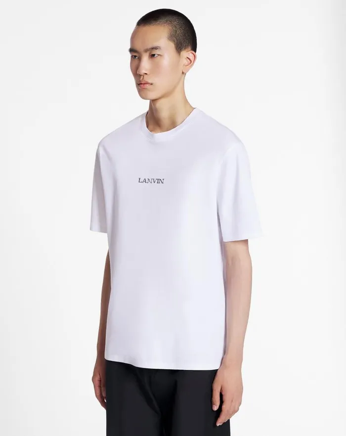 Men Lanvin Coats and Jackets Unisex Lanvin Logo Classic Tshirt Optic White Men Lanvin Coats and Jackets Unisex Lanvin Logo Classic Tshirt Optic White