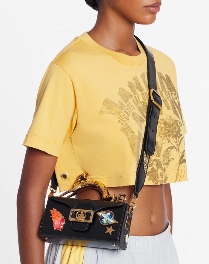 Men Lanvin Crossbody Bags Lanvin X Future Pencil Cat Nano Leather Bag With Pins Blackmulticolour