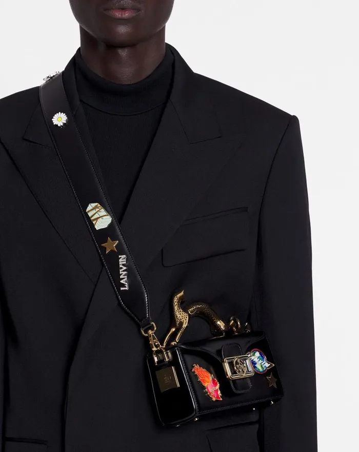 Men Lanvin Crossbody Bags Lanvin X Future Pencil Cat Nano Leather Bag With Pins Blackmulticolour