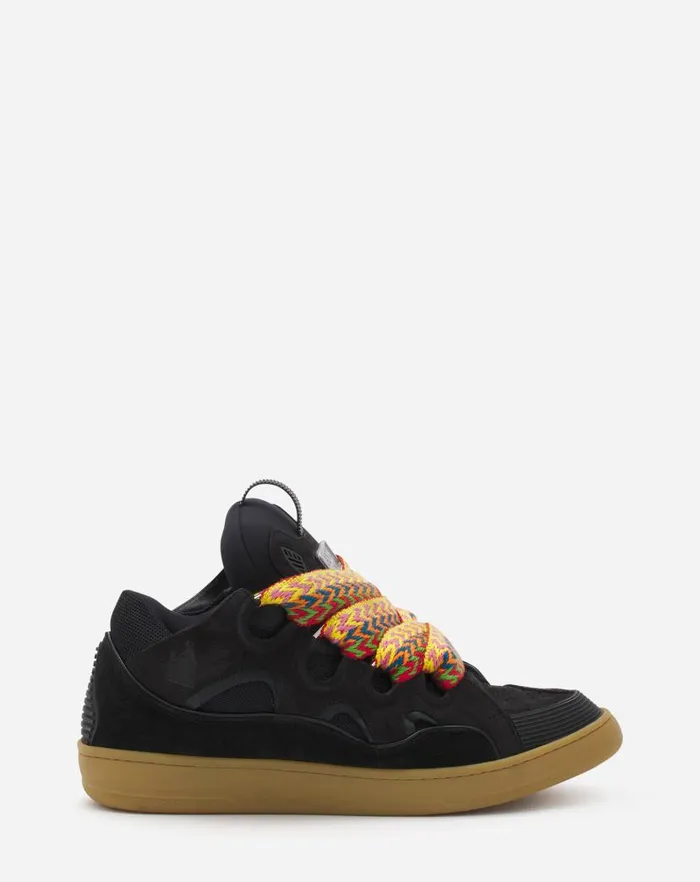 Men Lanvin Curb Leather Curb Sneakers Black