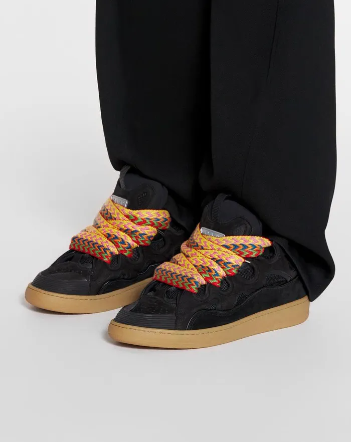 Men Lanvin Curb Leather Curb Sneakers Black Men Lanvin Curb Leather Curb Sneakers Black