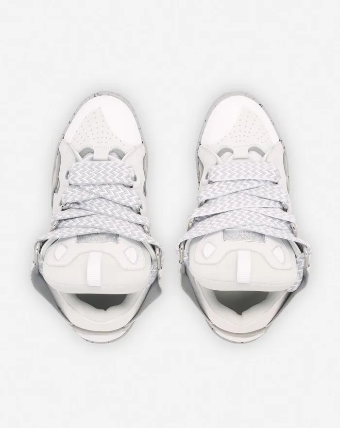 Men Lanvin Curb Leather Curb Sneakers Greywhite