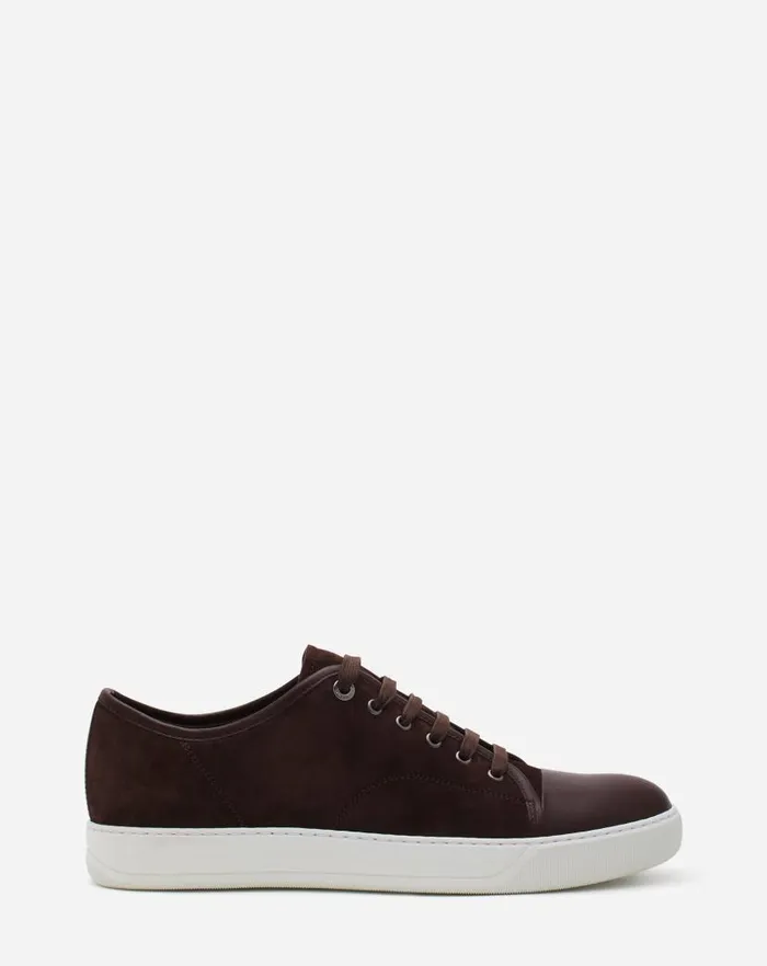 Men Lanvin DBB1 Dbb1 Leather And Suede Sneakers Espressowhite