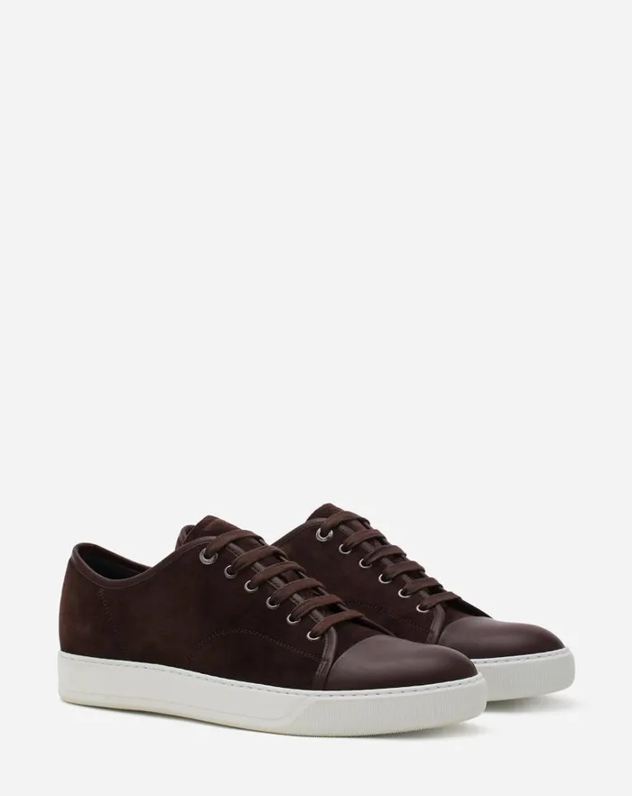 Men Lanvin DBB1 Dbb1 Leather And Suede Sneakers Espressowhite