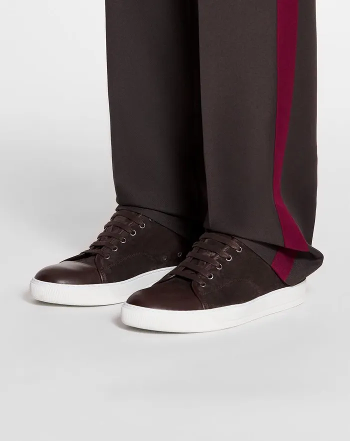 Men Lanvin DBB1 Dbb1 Leather And Suede Sneakers Espressowhite