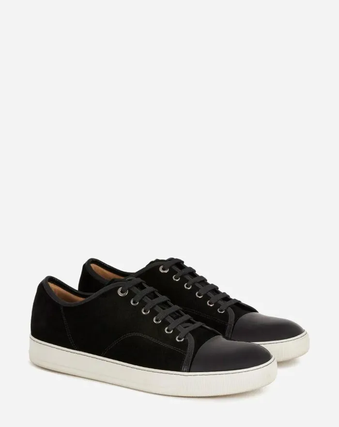Men Lanvin DBB1 Dbb1 Suede And Patent Leather Sneakers Black