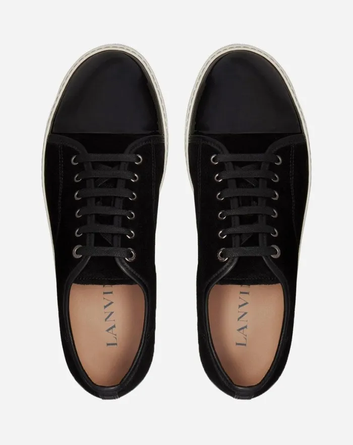 Men Lanvin DBB1 Dbb1 Suede And Patent Leather Sneakers Black