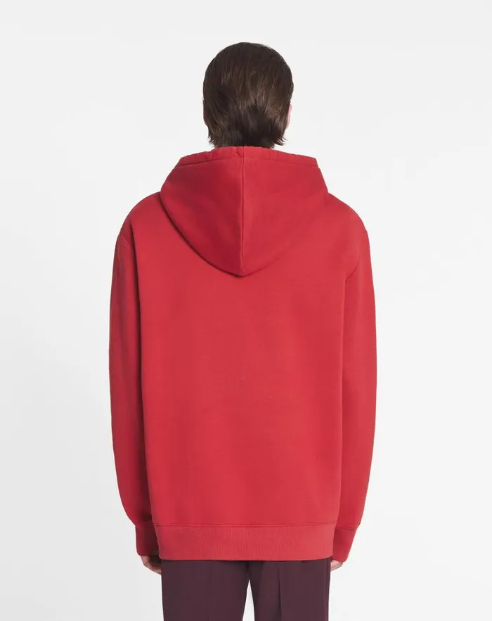 Men Lanvin Knitwear and Sweatshirts Lanvin Paris Embroidered Loosefitting Hoodie Turkish Red Men Lanvin Knitwear and Sweatshirts Lanvin Paris Embroidered Loosefitting Hoodie Turkish Red