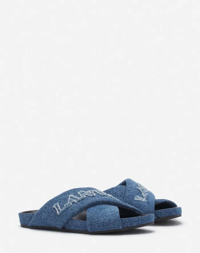 Men Lanvin Sandals Lanvin Tinkle Sandals In Denim Denim Blue