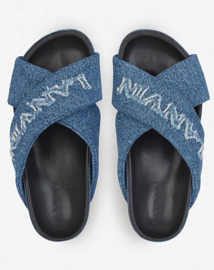 Men Lanvin Sandals Lanvin Tinkle Sandals In Denim Denim Blue