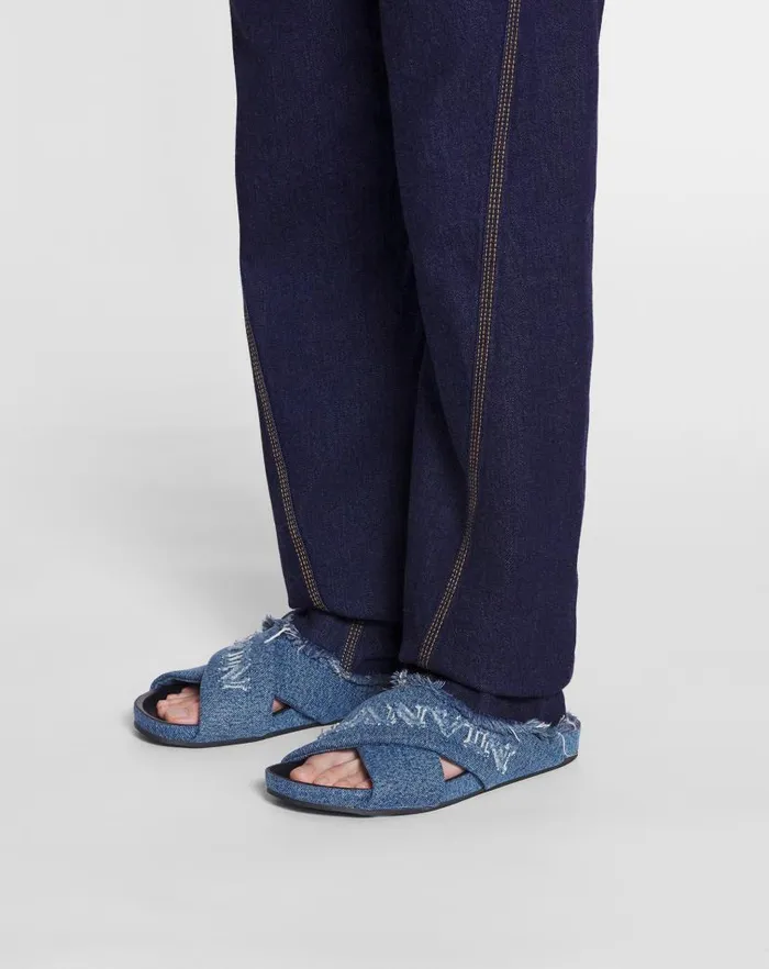 Men Lanvin Sandals Lanvin Tinkle Sandals In Denim Denim Blue