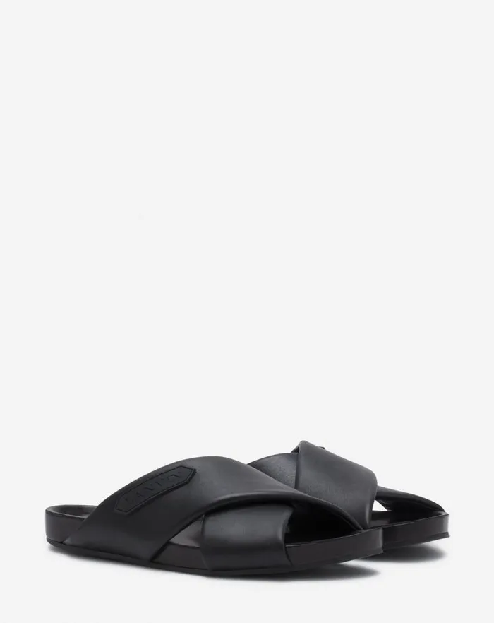 Men Lanvin Sandals Lanvin Tinkle Sandals In Leather Black