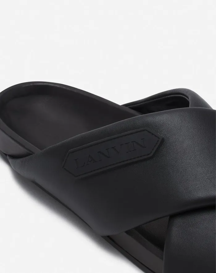 Men Lanvin Sandals Lanvin Tinkle Sandals In Leather Black