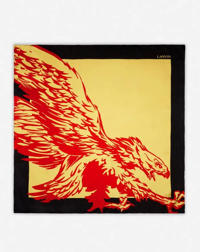 Men Lanvin Scarves Lanvin X Future Printed Silk Eagle Scarf Cornbright Orange