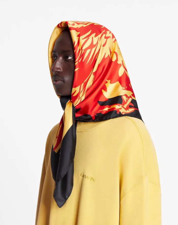 Men Lanvin Scarves Lanvin X Future Printed Silk Eagle Scarf Cornbright Orange Men Lanvin Scarves Lanvin X Future Printed Silk Eagle Scarf Cornbright Orange