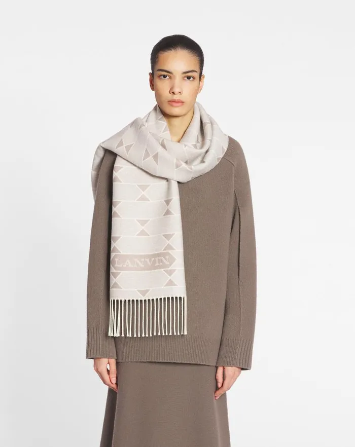 Men Lanvin Scarves Twotone Wool Scarf Light Beigeecru Men Lanvin Scarves Twotone Wool Scarf Light Beigeecru