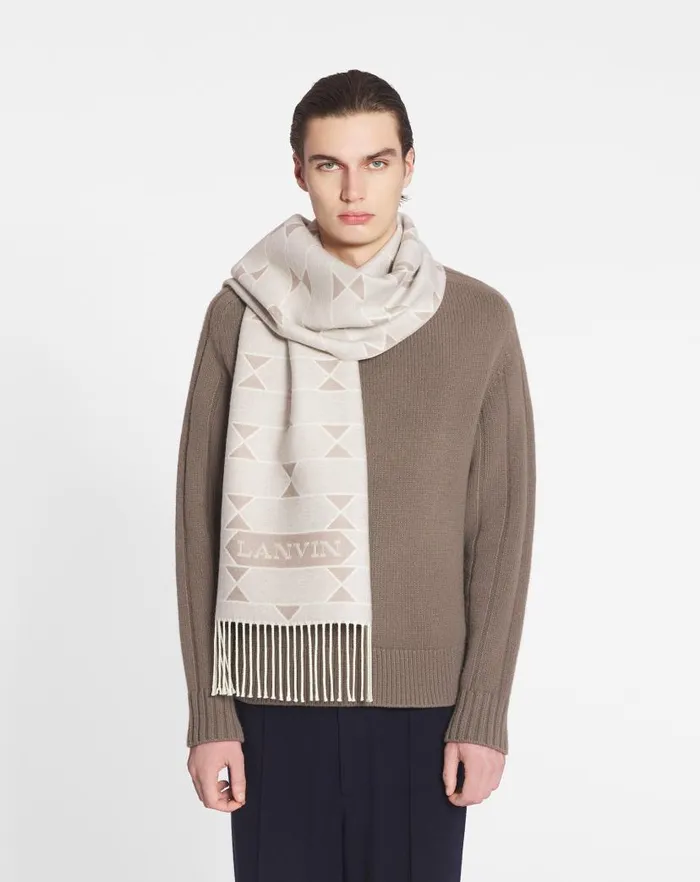 Men Lanvin Scarves Twotone Wool Scarf Light Beigeecru Men Lanvin Scarves Twotone Wool Scarf Light Beigeecru
