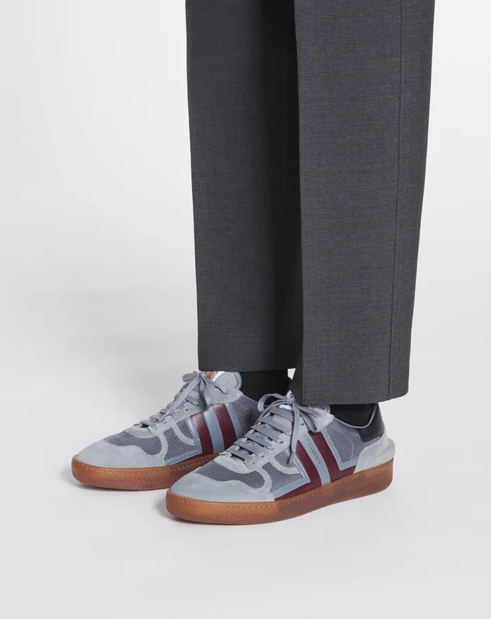 Men Lanvin Sneakers Clay Mesh Sneakers Light Greyburgundy Men Lanvin Sneakers Clay Mesh Sneakers Light Greyburgundy