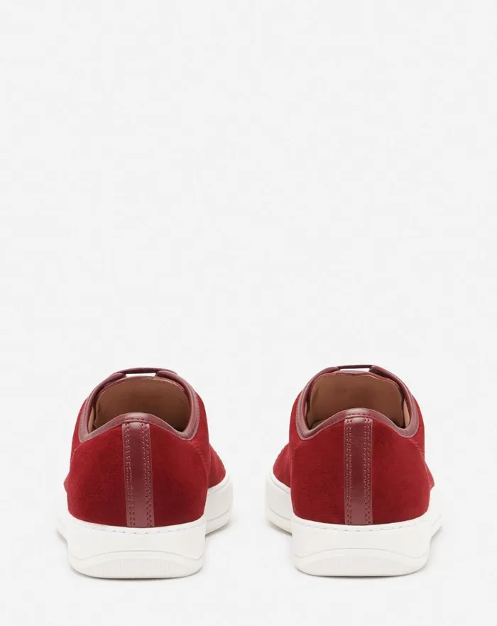 Men Lanvin Sneakers Dbb1 Leather And Suede Sneakers Burgundy