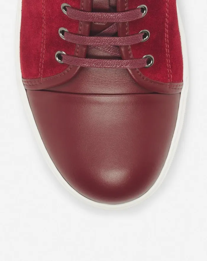 Men Lanvin Sneakers Dbb1 Leather And Suede Sneakers Burgundy