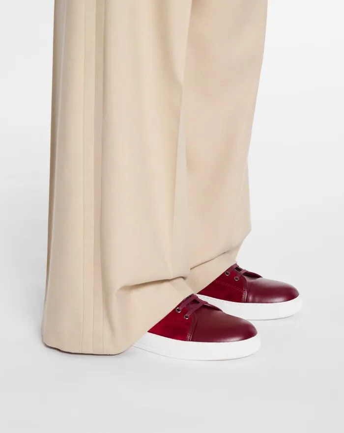 Men Lanvin Sneakers Dbb1 Leather And Suede Sneakers Burgundy