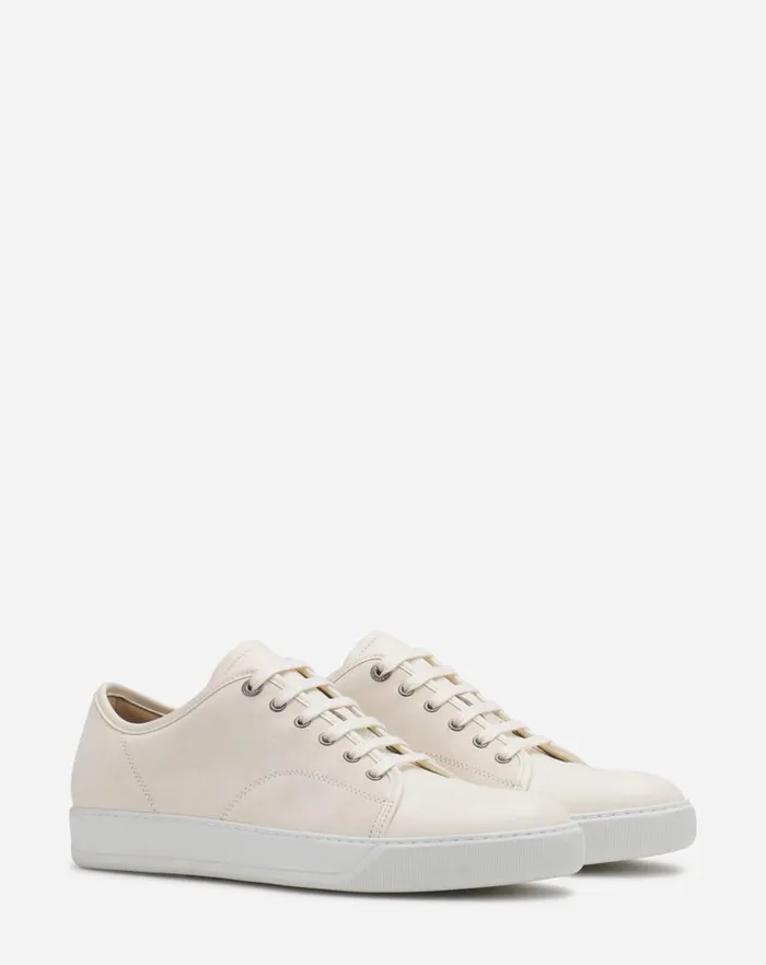 Men Lanvin Sneakers Dbb1 Leather And Suede Sneakers Cream