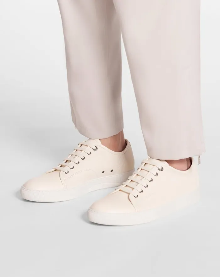 Men Lanvin Sneakers Dbb1 Leather And Suede Sneakers Cream