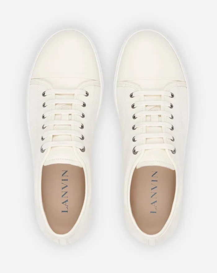 Men Lanvin Sneakers Dbb1 Leather And Suede Sneakers Cream