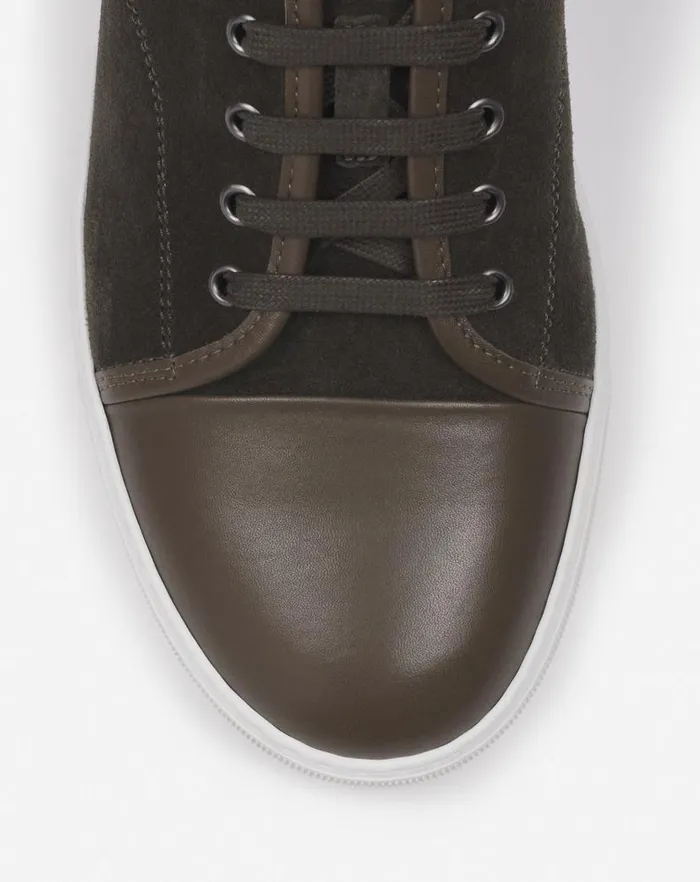 Men Lanvin Sneakers Dbb1 Leather And Suede Sneakers Khakiwhite Men Lanvin Sneakers Dbb1 Leather And Suede Sneakers Khakiwhite