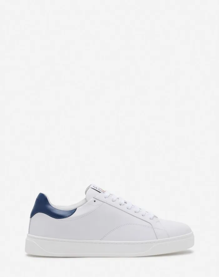 Men Lanvin Sneakers Ddb0 Leather Sneakers Whitedark Blue
