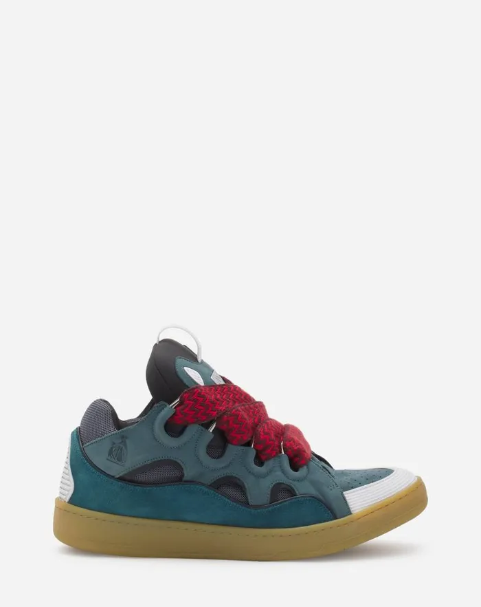 Men Lanvin Sneakers Leather Curb Sneakers Blue
