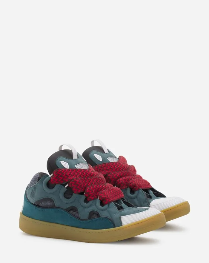 Men Lanvin Sneakers Leather Curb Sneakers Blue