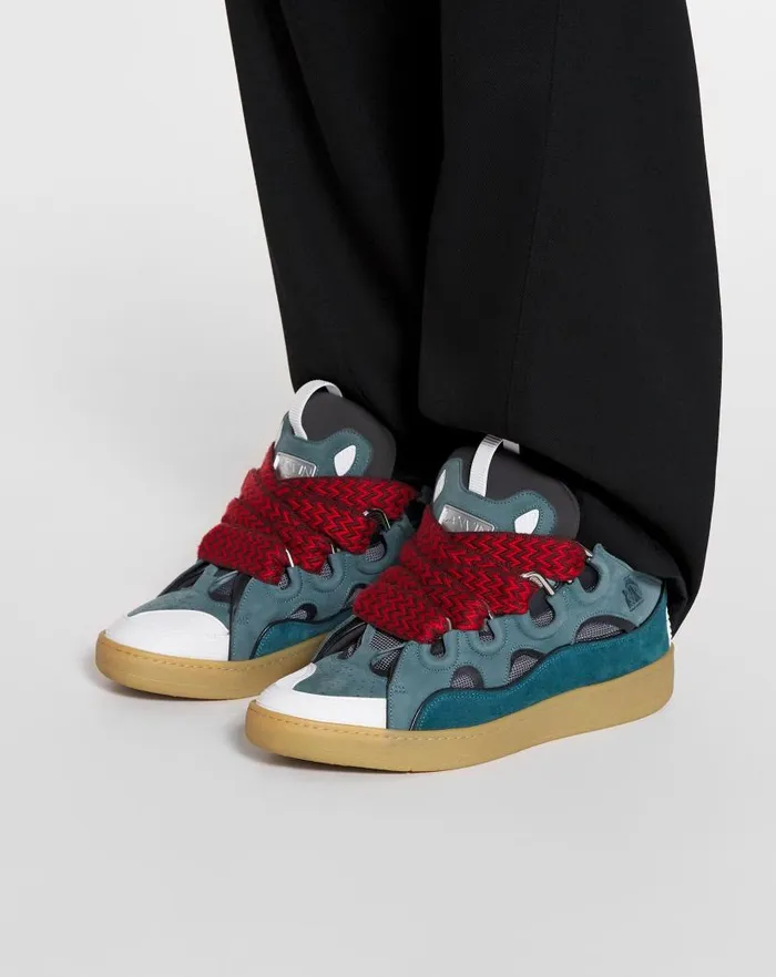 Men Lanvin Sneakers Leather Curb Sneakers Blue