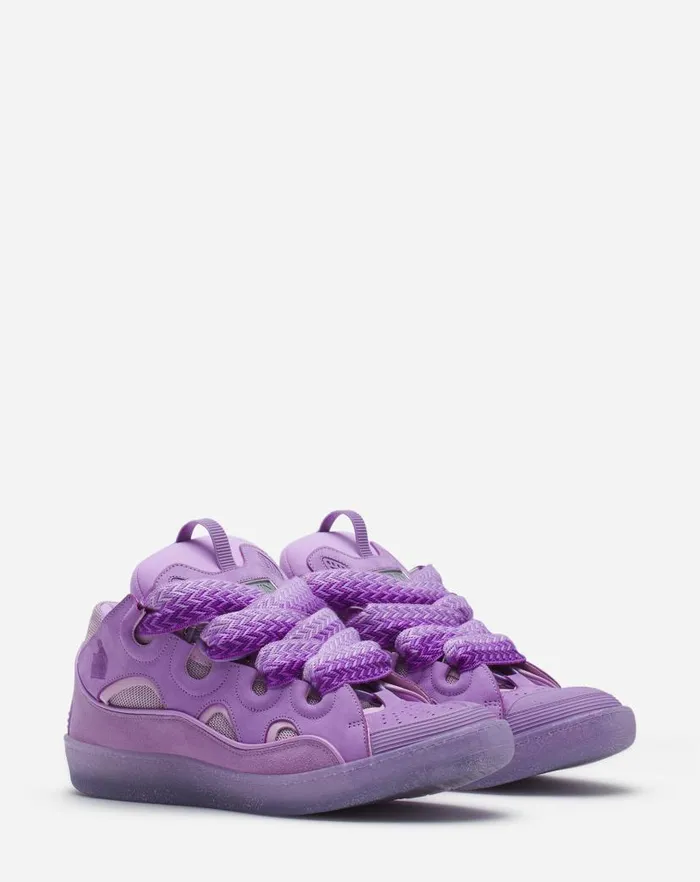 Men Lanvin Sneakers Leather Curb Sneakers Lilac Men Lanvin Sneakers Leather Curb Sneakers Lilac