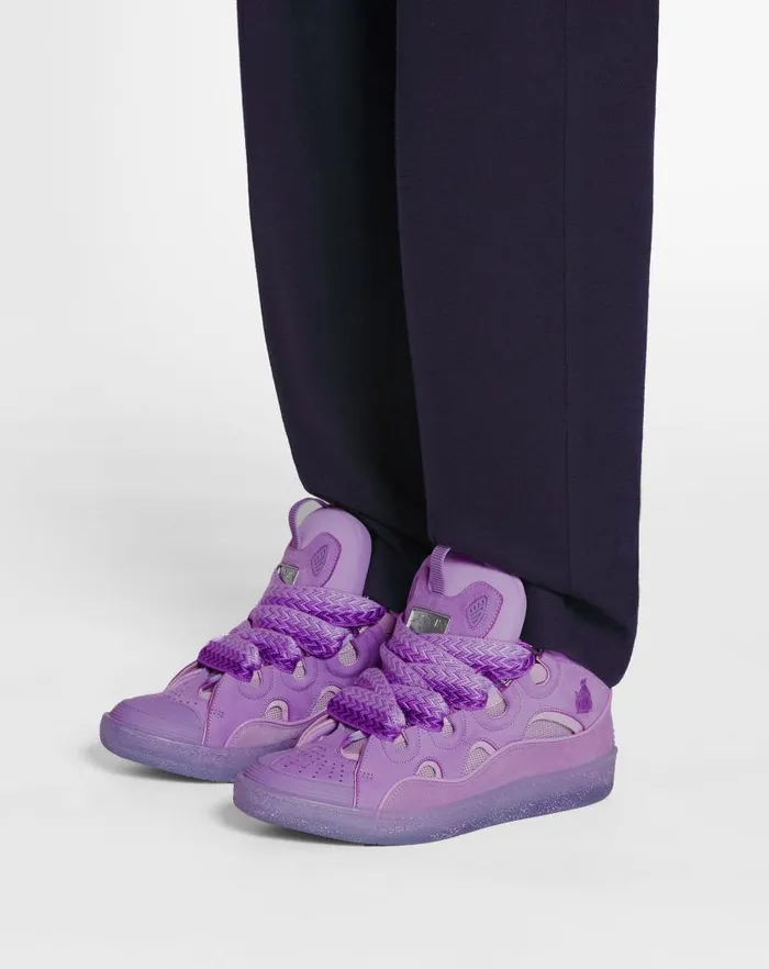 Men Lanvin Sneakers Leather Curb Sneakers Lilac Men Lanvin Sneakers Leather Curb Sneakers Lilac