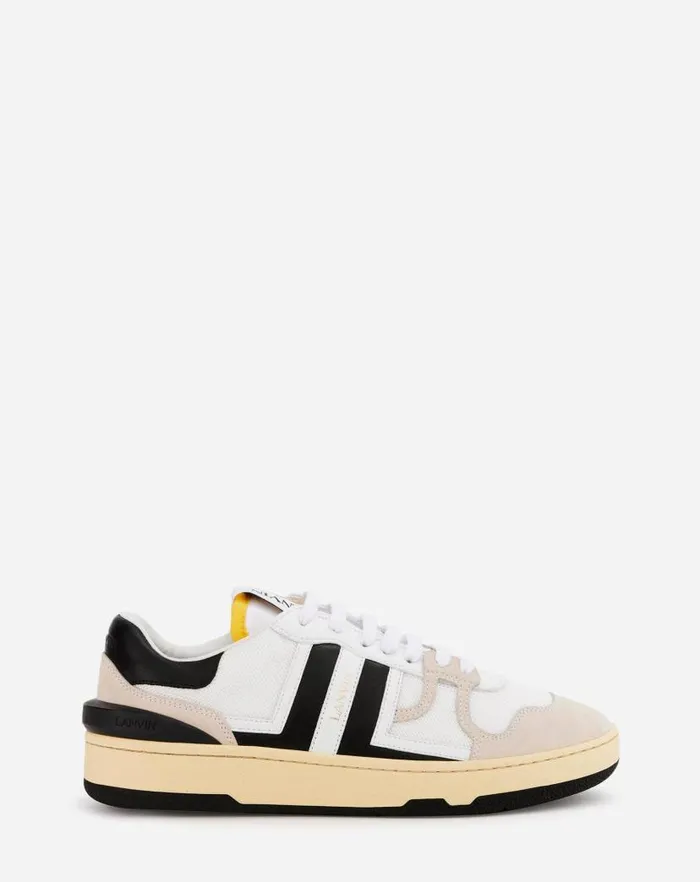Men Lanvin Sneakers Mesh Clay Lowtop Sneakers Whiteblack