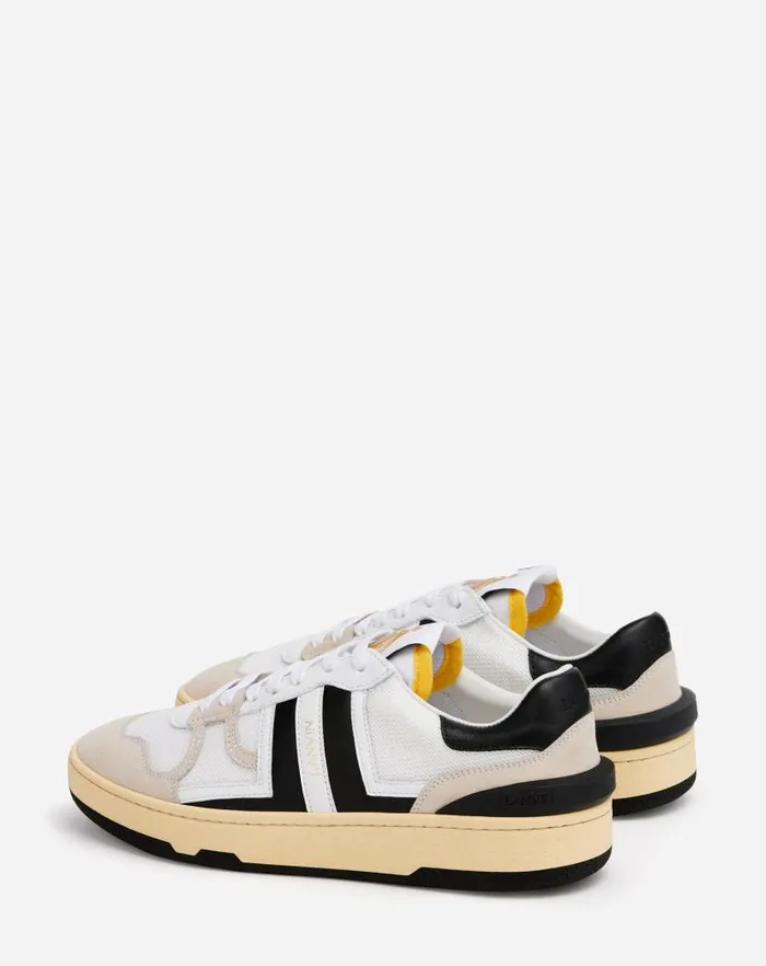 Men Lanvin Sneakers Mesh Clay Lowtop Sneakers Whiteblack