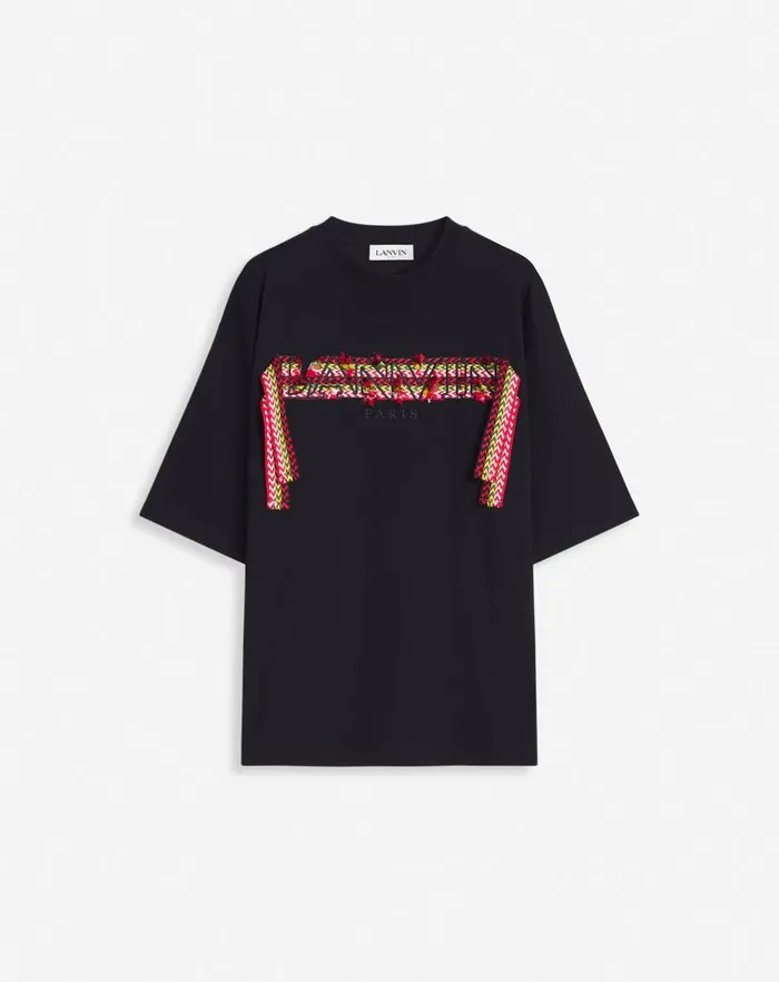 Men Lanvin Tshirts and Polos Curb Lace Lanvin Oversized Tshirt Black