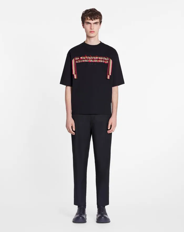 Men Lanvin Tshirts and Polos Curb Lace Lanvin Oversized Tshirt Black