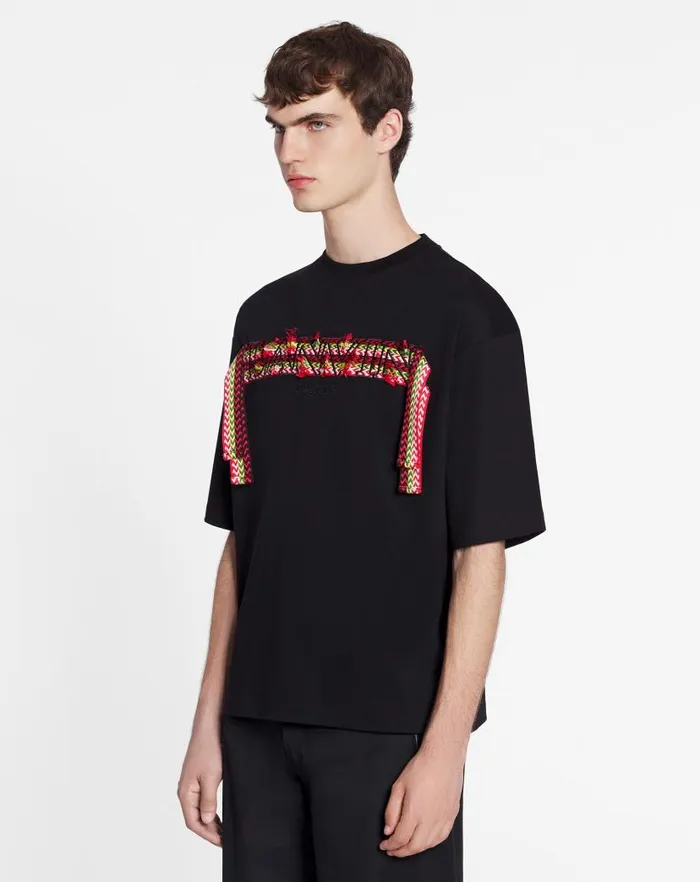 Men Lanvin Tshirts and Polos Curb Lace Lanvin Oversized Tshirt Black